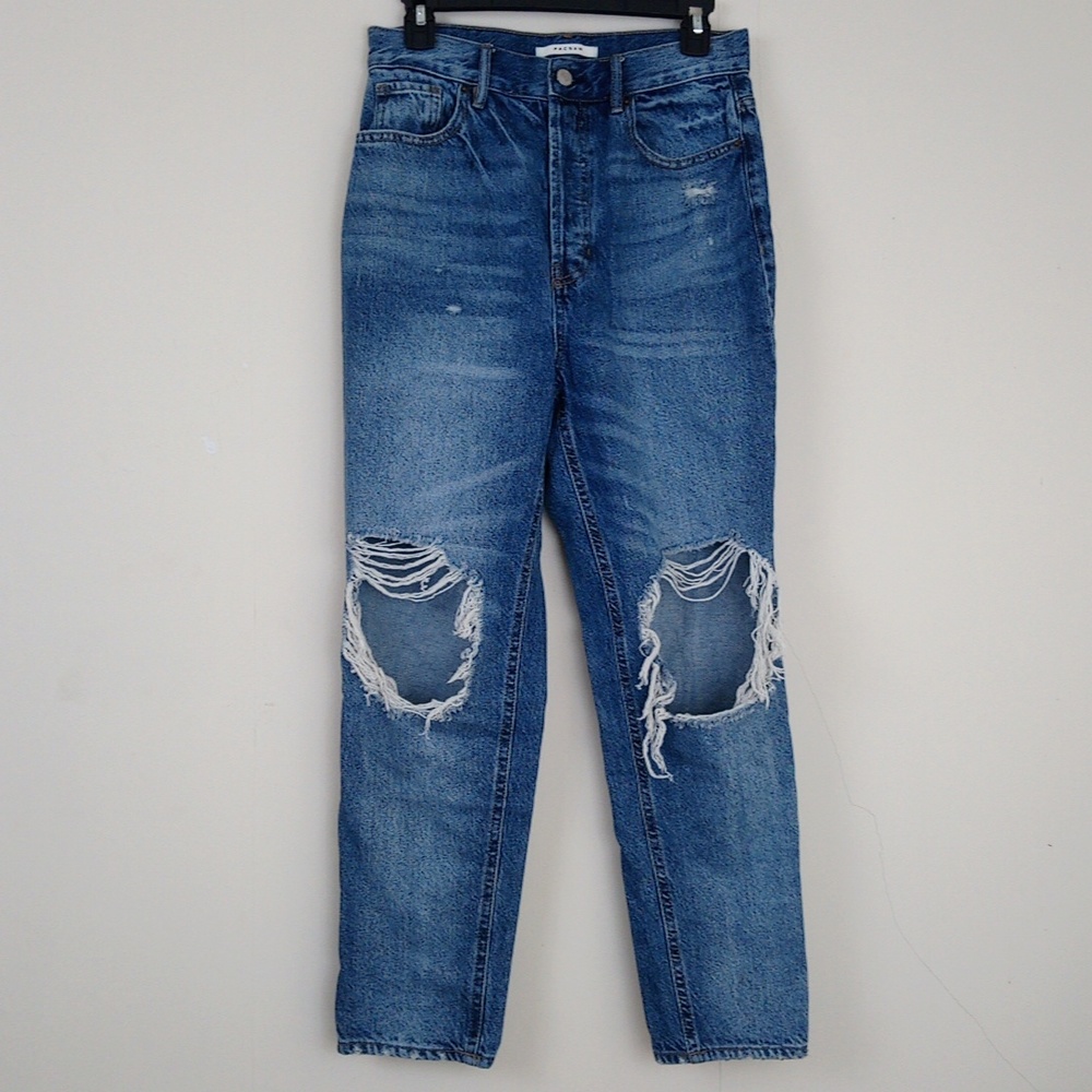Pacsun Ripped Distressed Ultra High Rise Slim Denim Blue Jeans